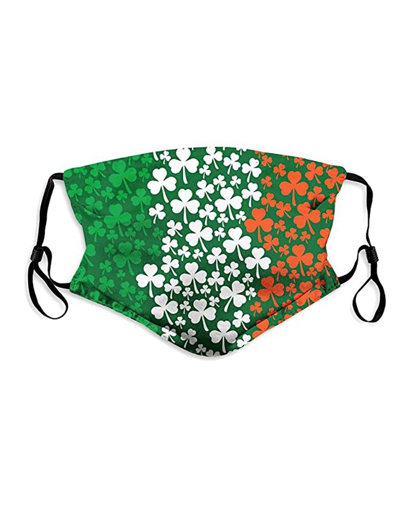 

St. Patrick's Day Clover Print Breathable Earloo Face Maskp, Style4