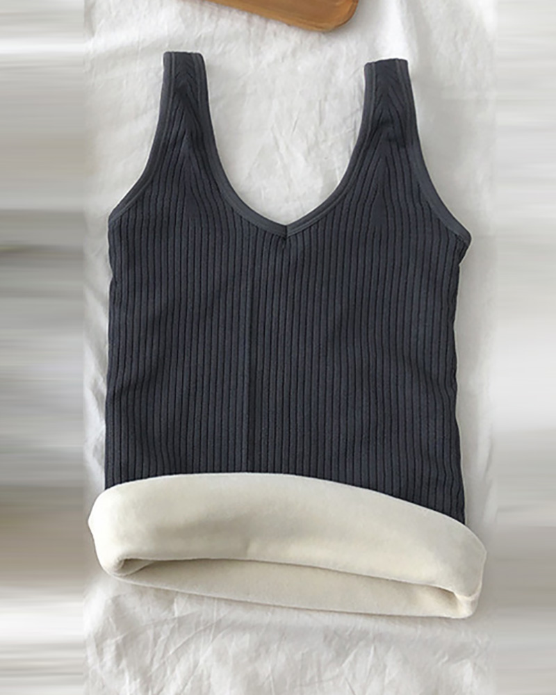 

Lined Thermal Underwear Vest Top, Gray
