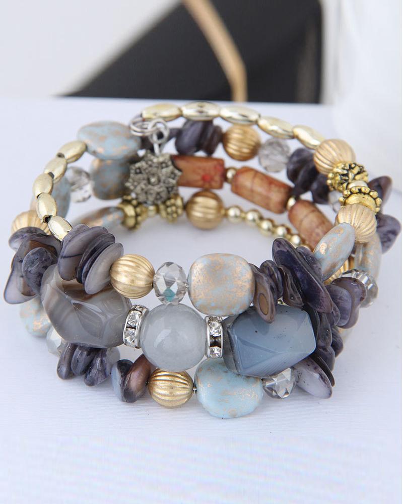 

1pcs Bohemian Asymmetrical Stone Beaded Bracelet, Style6