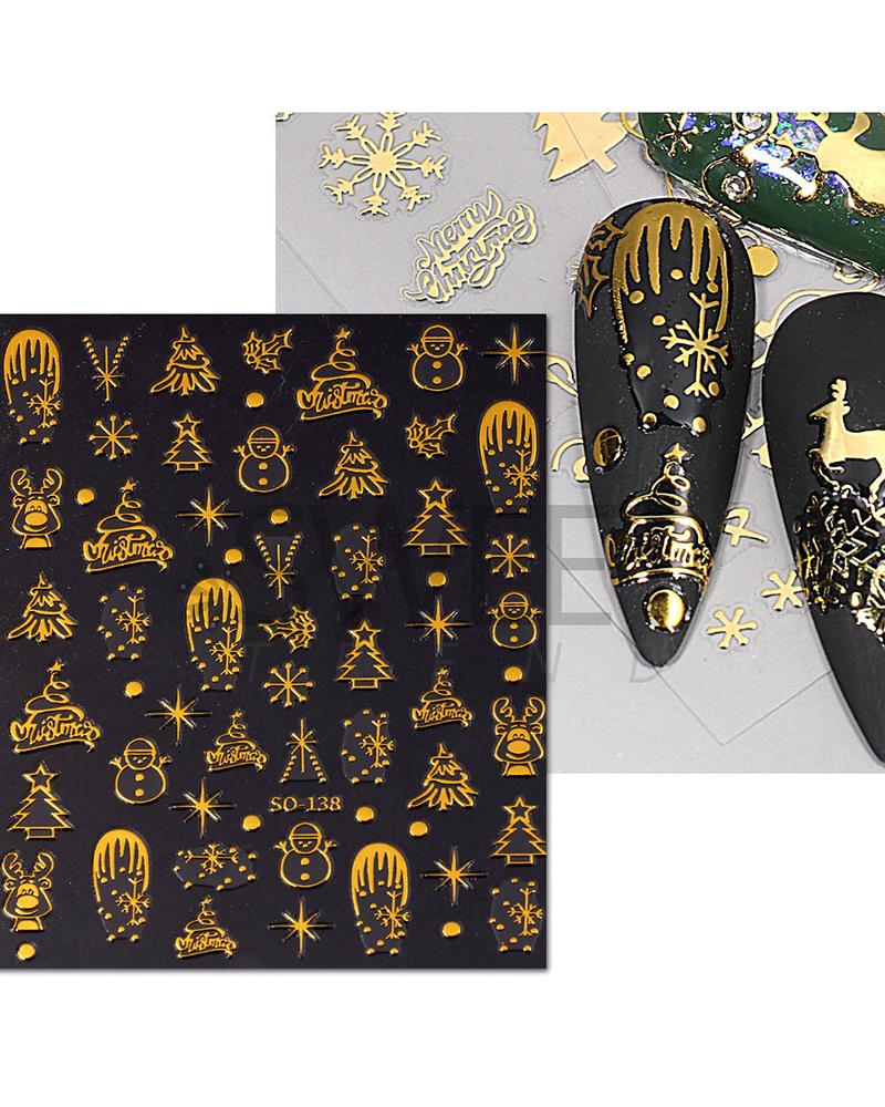 

1 Sheet Christmas Graphic Reindeer Snowflake Nail Art Stickers, Gold