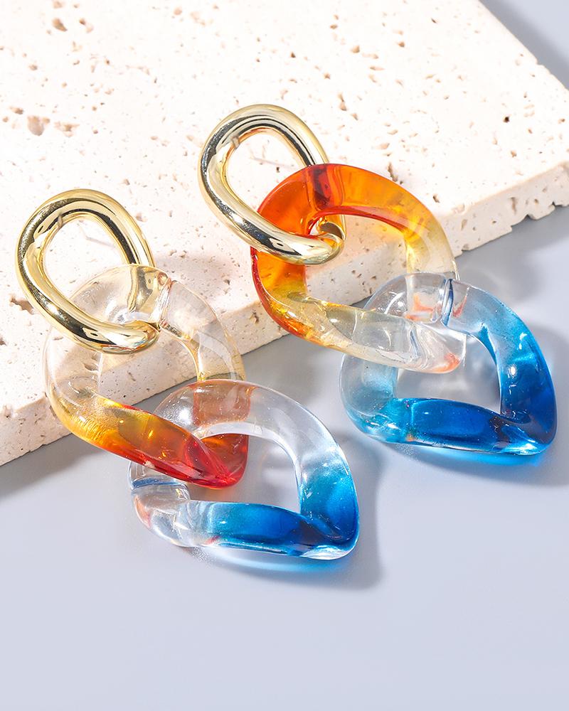 

1Pair Ombre Chain Drop Earrings, Blue