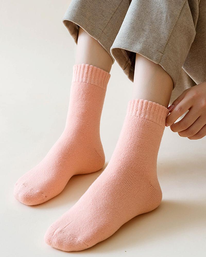 

1Pair Winter Fuzzy Thermal Crew Socks, Pink