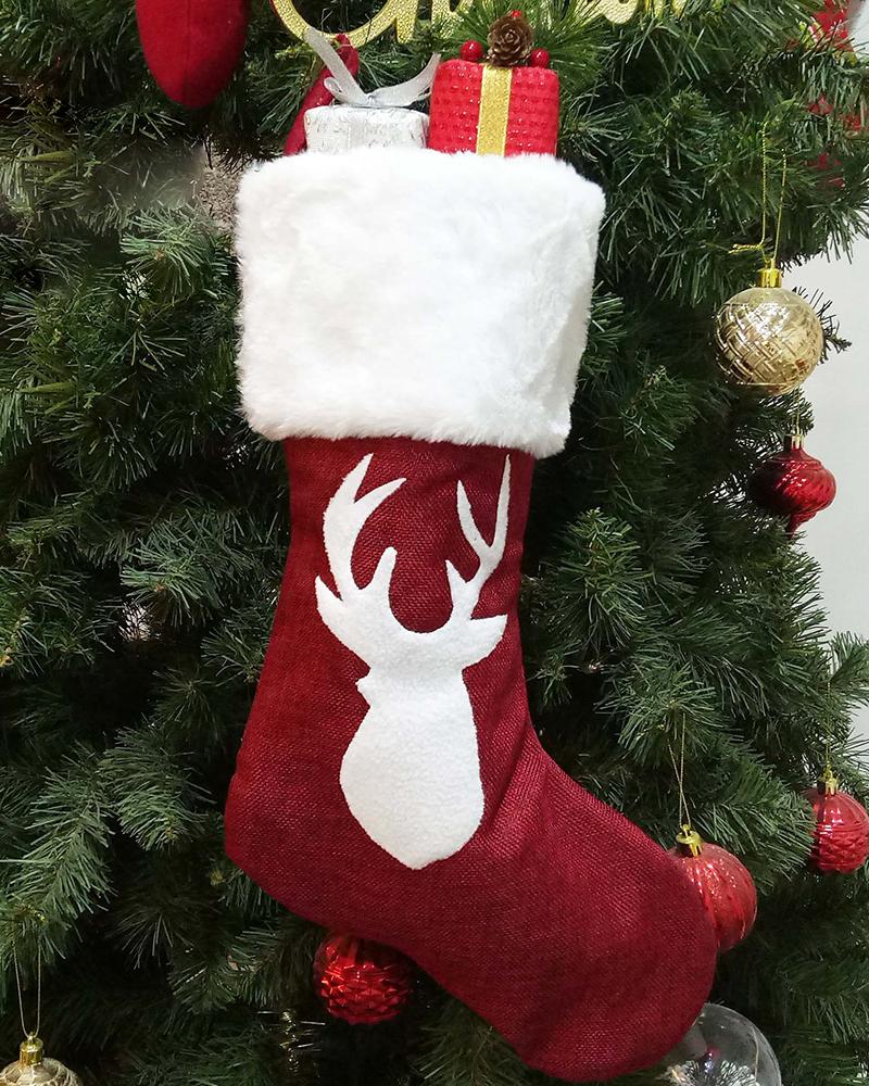 

1PCS Christmas Pattern Fluffy Socks Ornaments, Style1