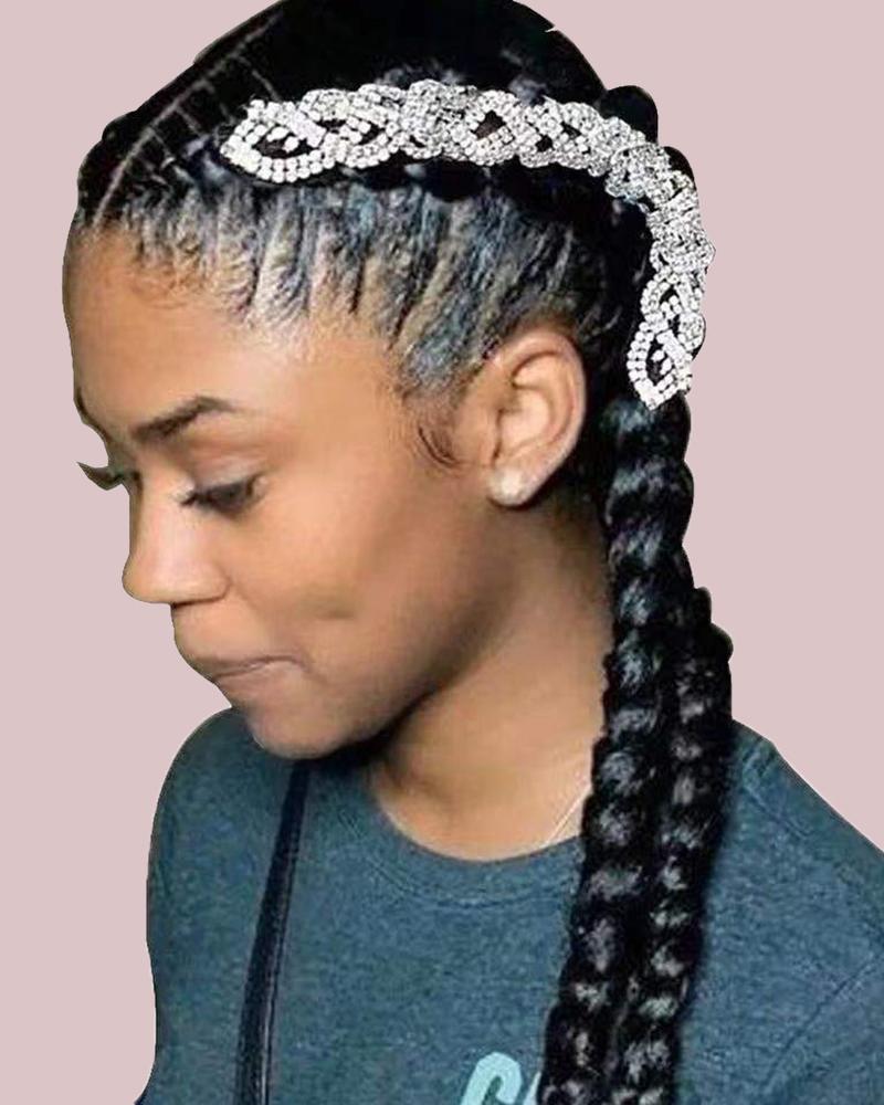 

1pc Rhinestone Cross Braided Hair Clip, Silver