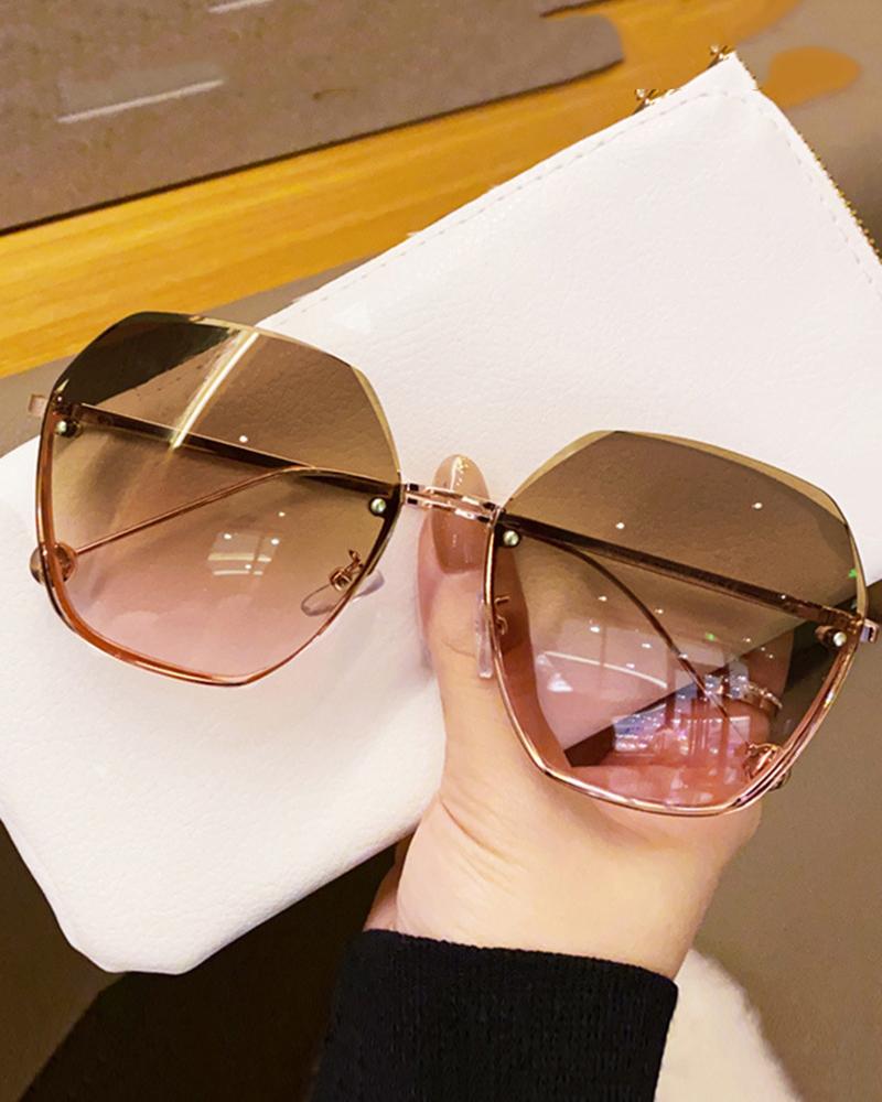 

Rimless Ombre Geometric Sunglasses, Style3