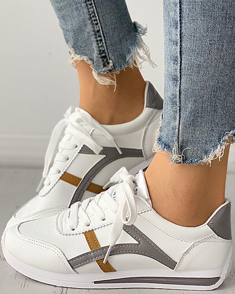 

Colorblock Lace-up Casual Sneaker, Gray