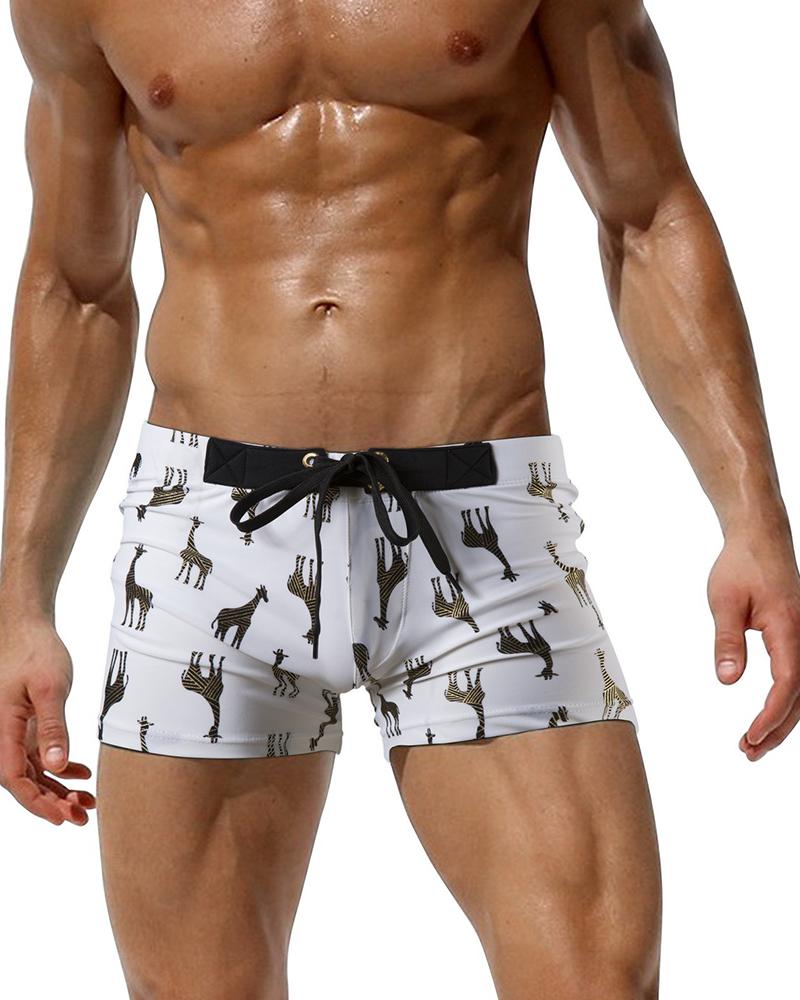 

Abstract Patterns Print Skinny Drawstring Shorts, Style4