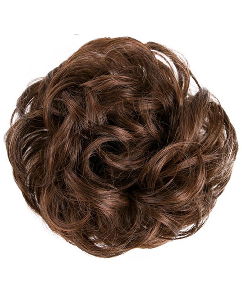 

Curly Synthetic Messy Chignon With Rubber Band Black Brown Donut Hair Bun High Temperature Fiber Hairpieces, Style10