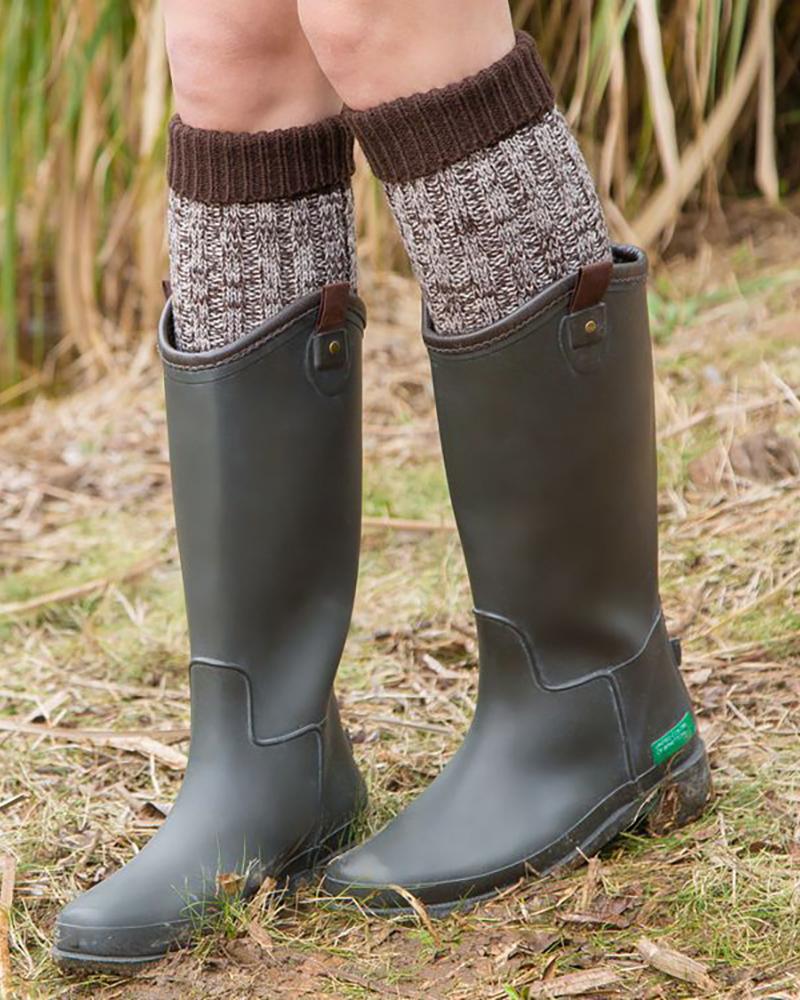 

1Pair Colorblock Over The Knee Winter Thermal Socks, Coffee