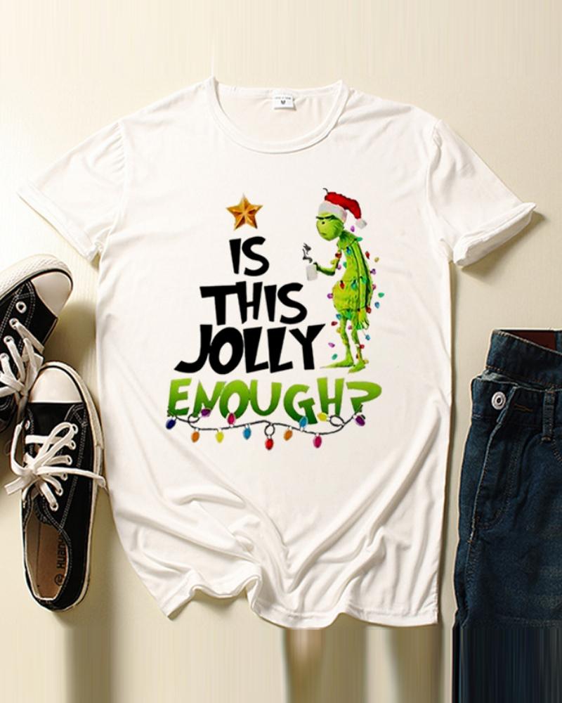 

Christmas Graphic Letter Print T-shirt, White