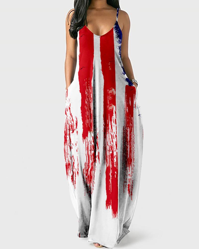 

Independence Day Print Sling Maxi Dress, Style3