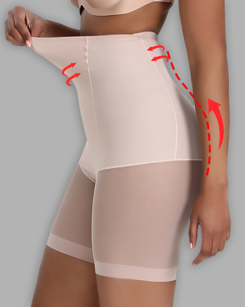 

High Waisted Body Shaper Mesh Shorts Tummy Control Butt Lifter Shapewear, Nude