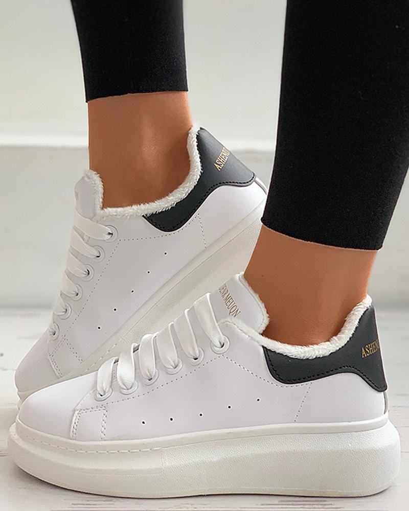 

Letter Print Eyelet Lace-up Sneaker, Black