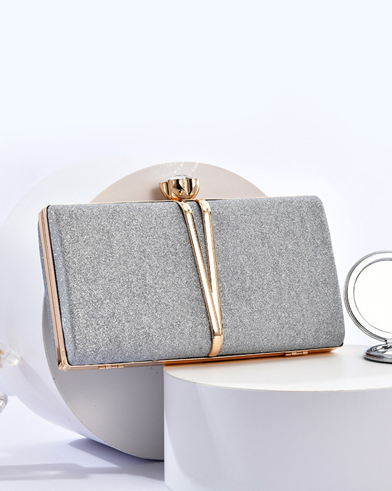 

Glitter Fashionable Evening Clutch Bag, Silver