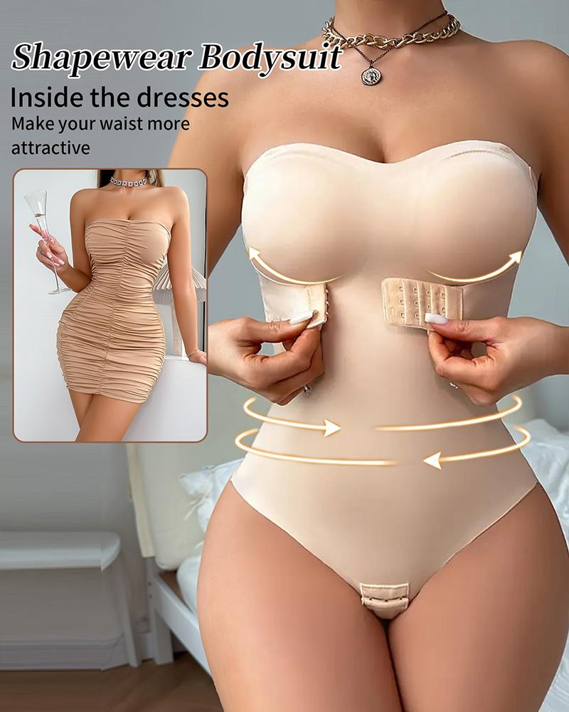 

Body moldeador sin tirantes ShapeSculpt de ChicMe, moldeador de abdomen, tanga moldeadora, sujetador incorporado, camisetas sin mangas, Apricot