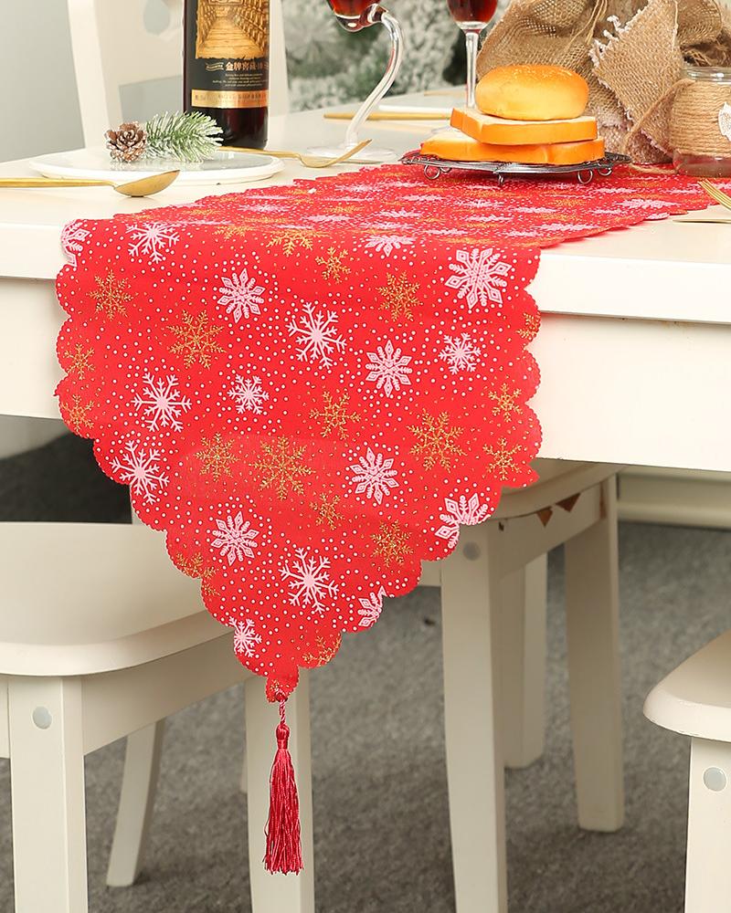 

1pc Christmas Table Runner Seasonal Winter Holiday Kitchen Dining Table Decoration Indoor Outdoor Home Party Supplies, Style1
