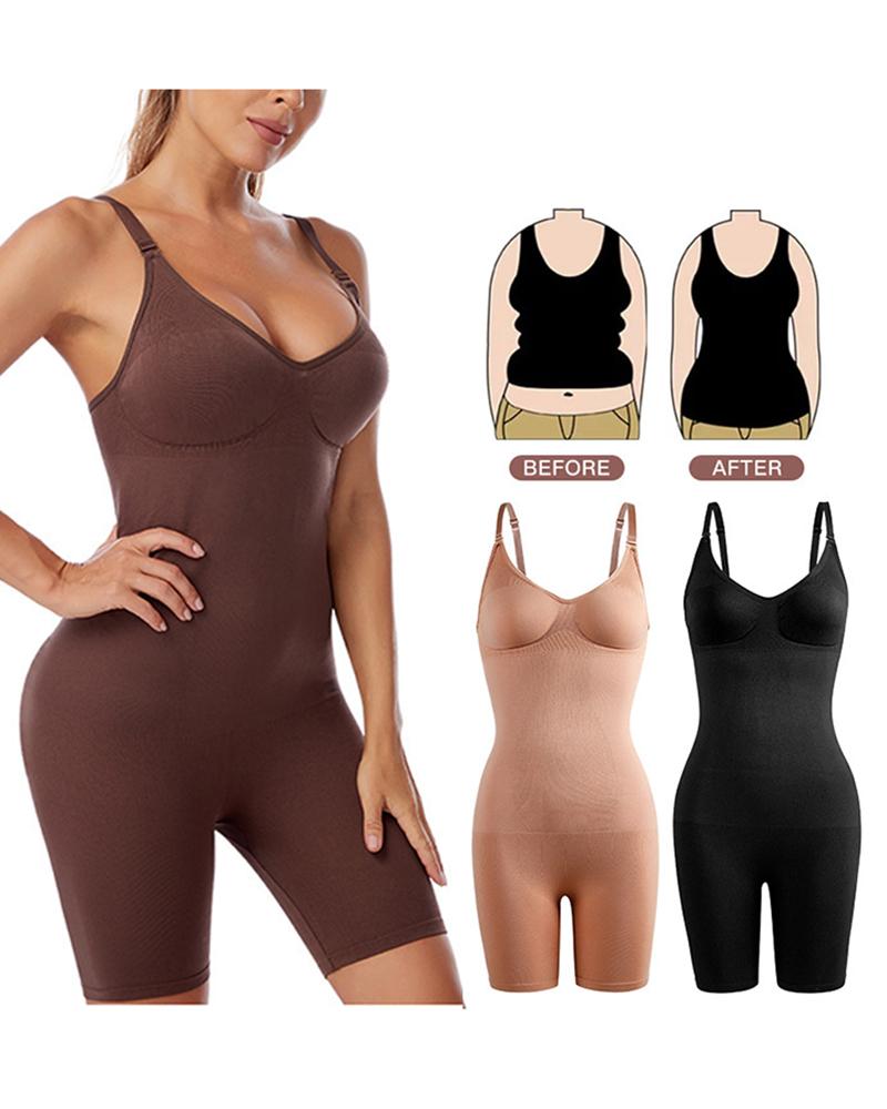 

Spaghetti Strap Tummy Control Push Up Shapewear, Coffee