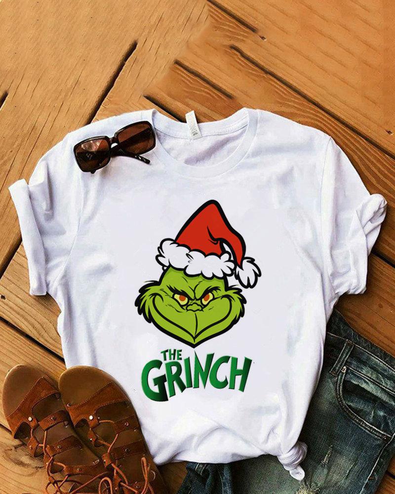 

Christmas Grinches Print Short Sleeve Top, Style3