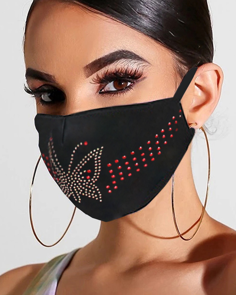 

Rhinestone Ear Loop Breathable Mouth Mask Reusable, Style2