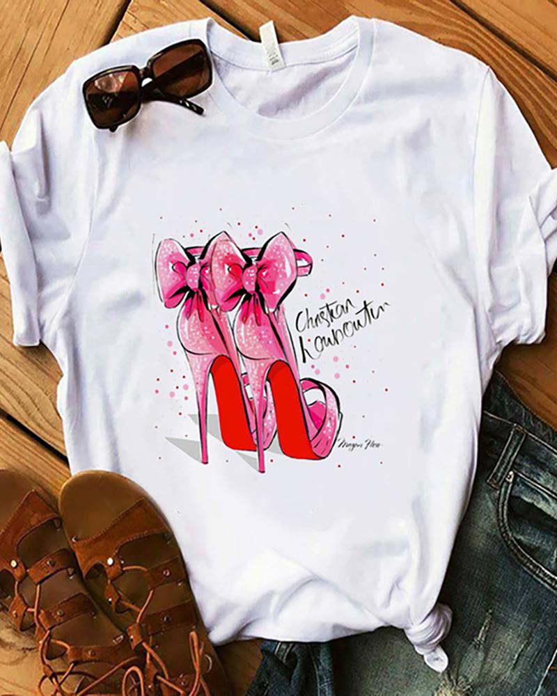 

Animal / Figure / Graphic / Letter Print Round Neck T-Shirt, Style4