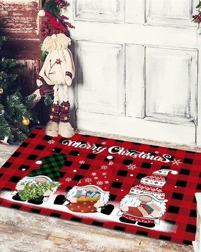 

Merry Christmas Santa Claus Plaid Welcome Home Front Door Decorations Christmas Decor Door Mat Anti-Slip Bottom Indoor Outdoor Carpet, Style4