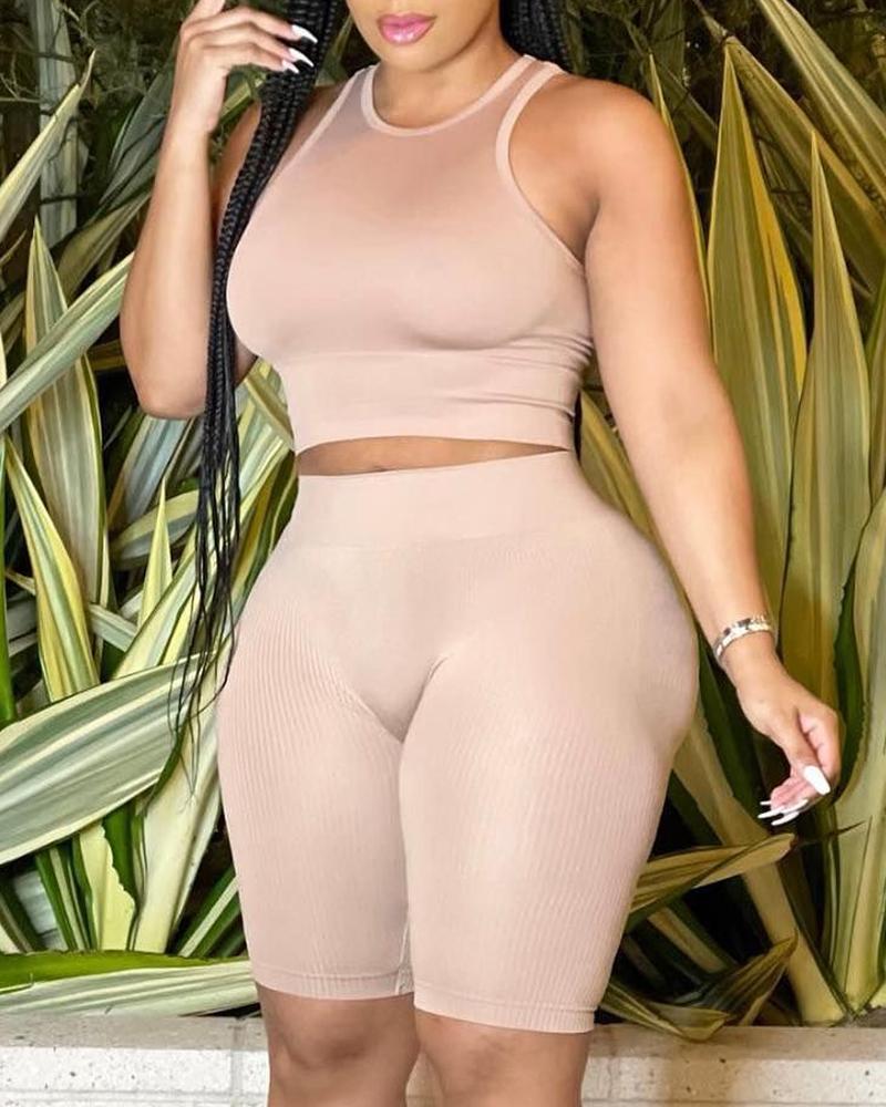 

Seamless High Stretch Ribbed Active Set, Khaki