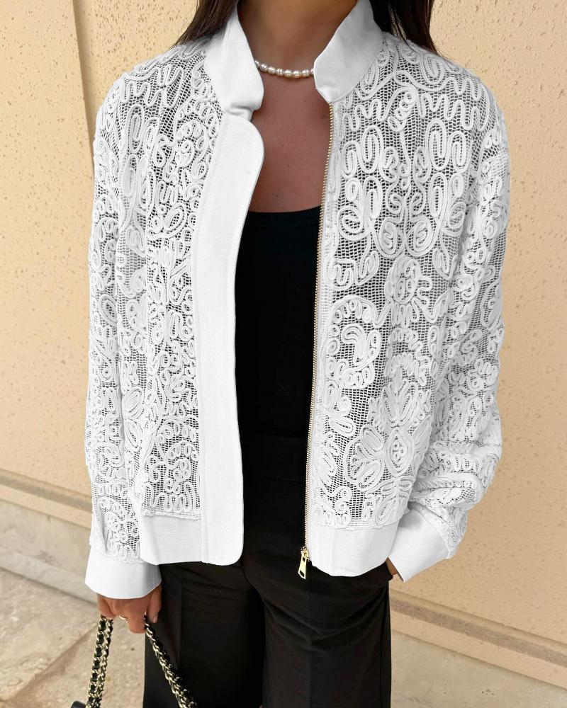 

Manteau de baseball décontracté, léger et respirant, avec fermeture éclair et col montant, White