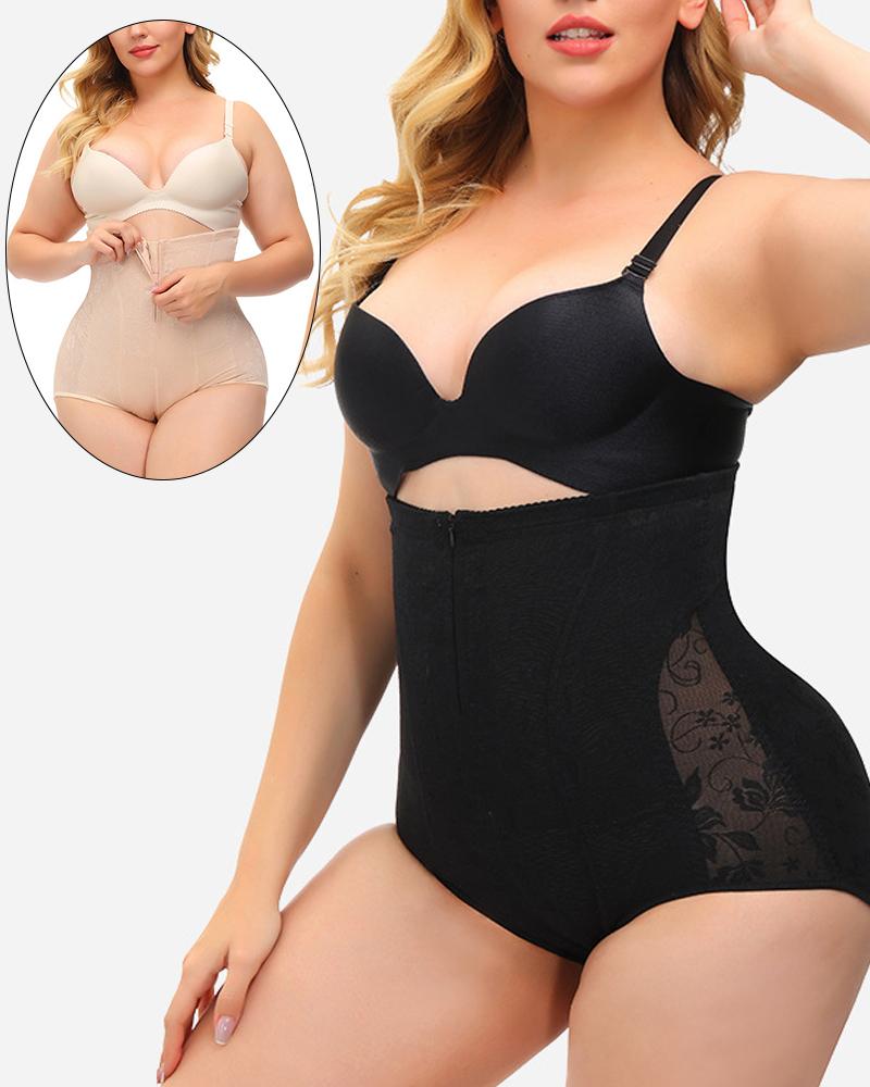 

Plus Size High Waist Body Shaper Underwear Postpartum Tummy Control Shapewear Butt Lifting Panty, Black