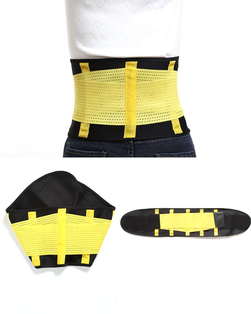 

Color Block Breathable Waist Trainer Velcro Corset Shapewear, Yellow