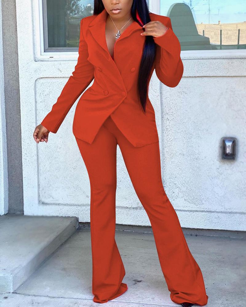 

Long Sleeve Double Breasted Blazer & Pants Set, Orange
