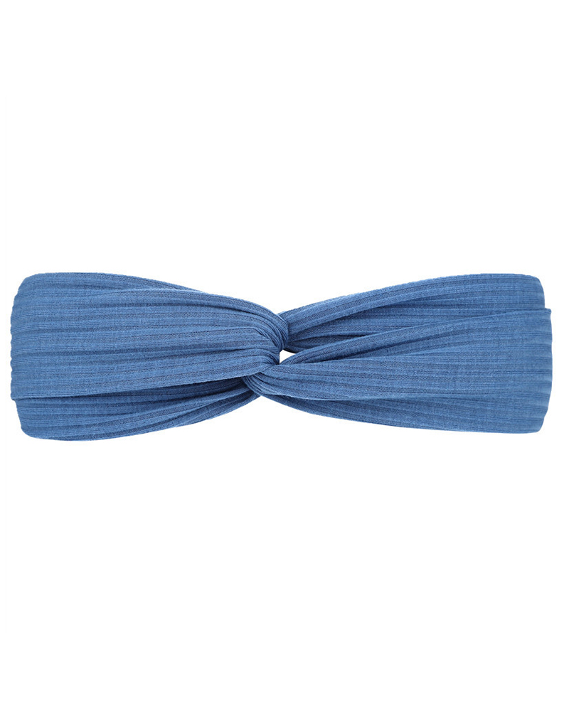 

1pc Bohemian Ruched Twisted Knot Yoga Headband, Blue