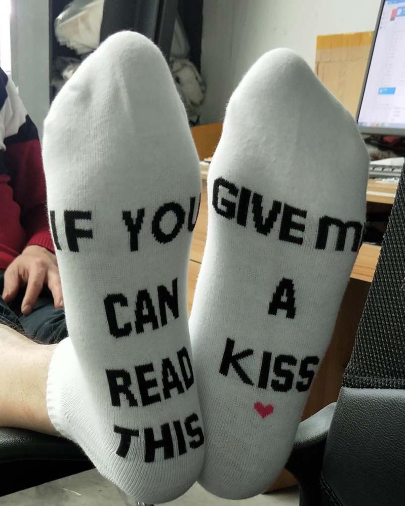 

Letter Graphic Print Socks, White