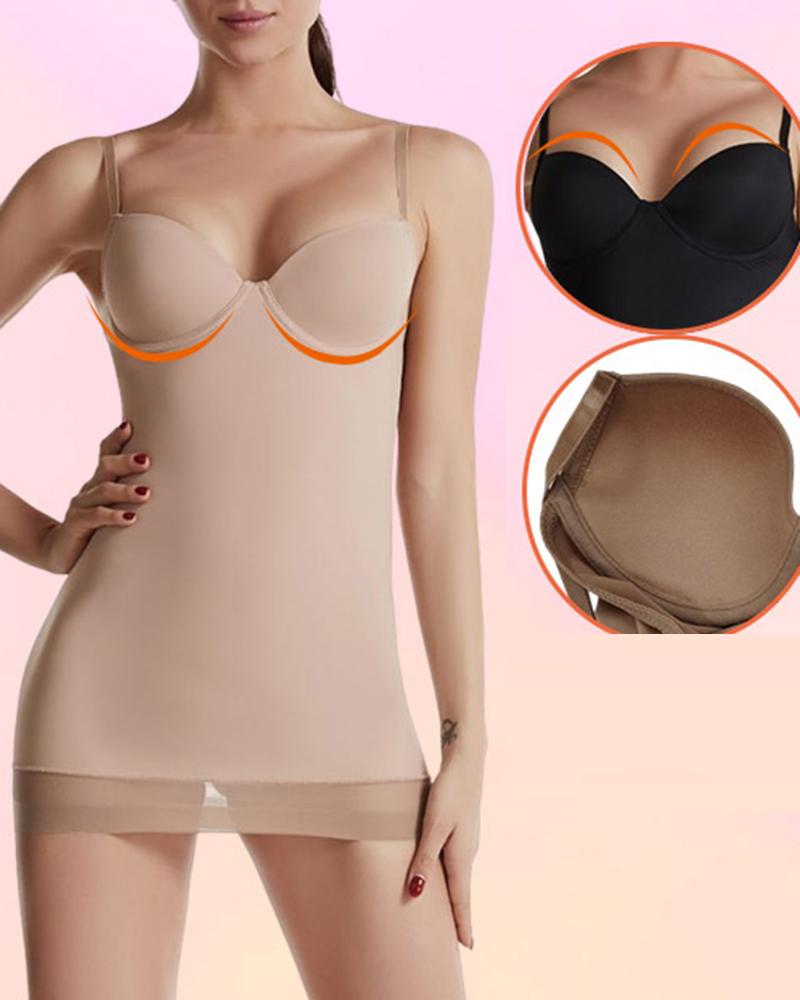 

Push Up Sheer Mesh Tummy Control Seamless Shapewear Under Dress, Nude