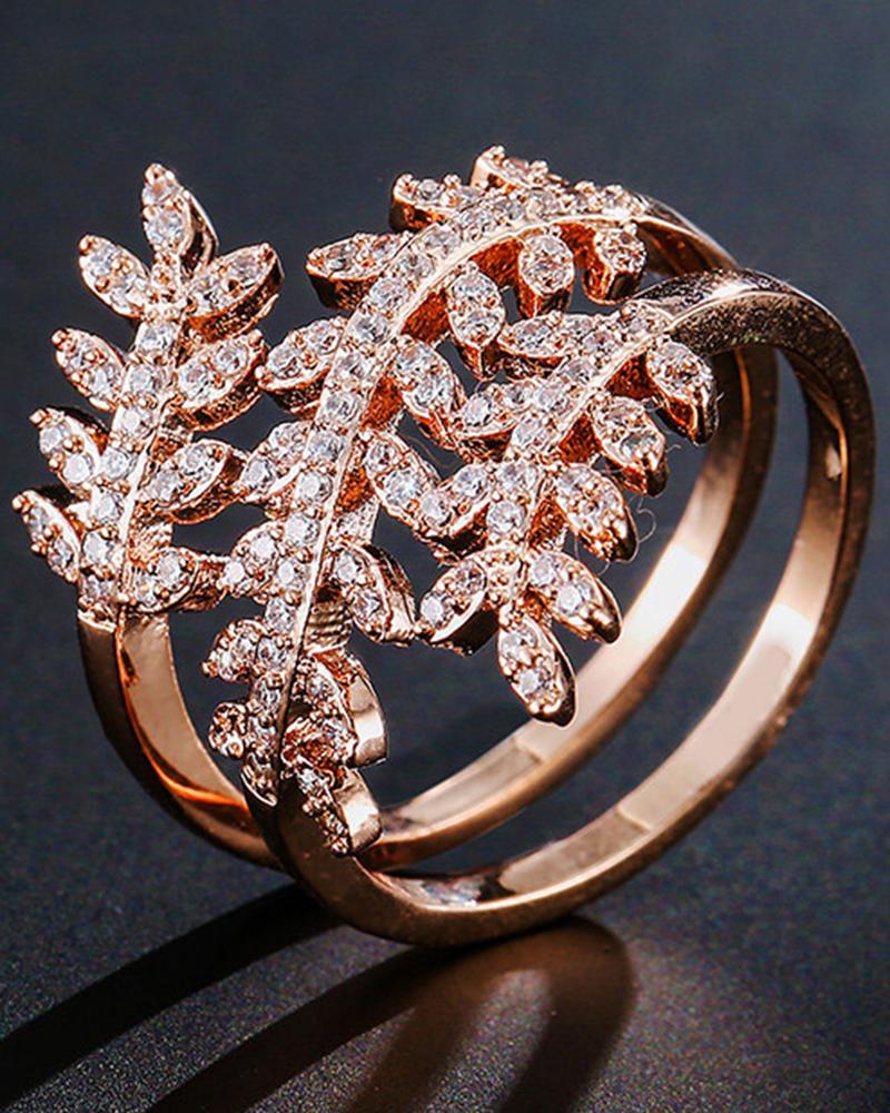 

1pc Creative Design Leaf Vine Open Ring Wedding Bridal Party Jewely, Rose gold