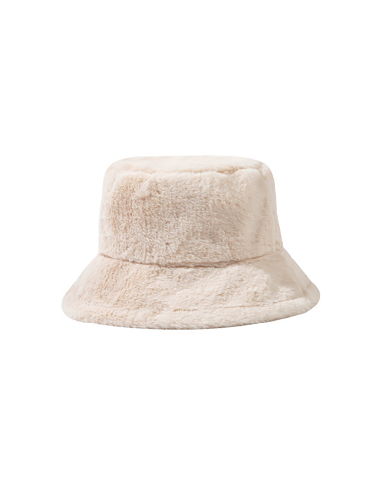 

Casual Faux Fur Bucket Hat, Beige