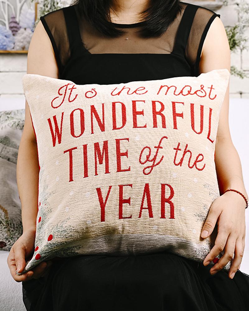 

1pc Christmas Pillow Cover 18x18inch Farmhouse Pillow Cover Holiday Rustic Pillow Case Sofa Couch Throw Christmas Decoration, Style4