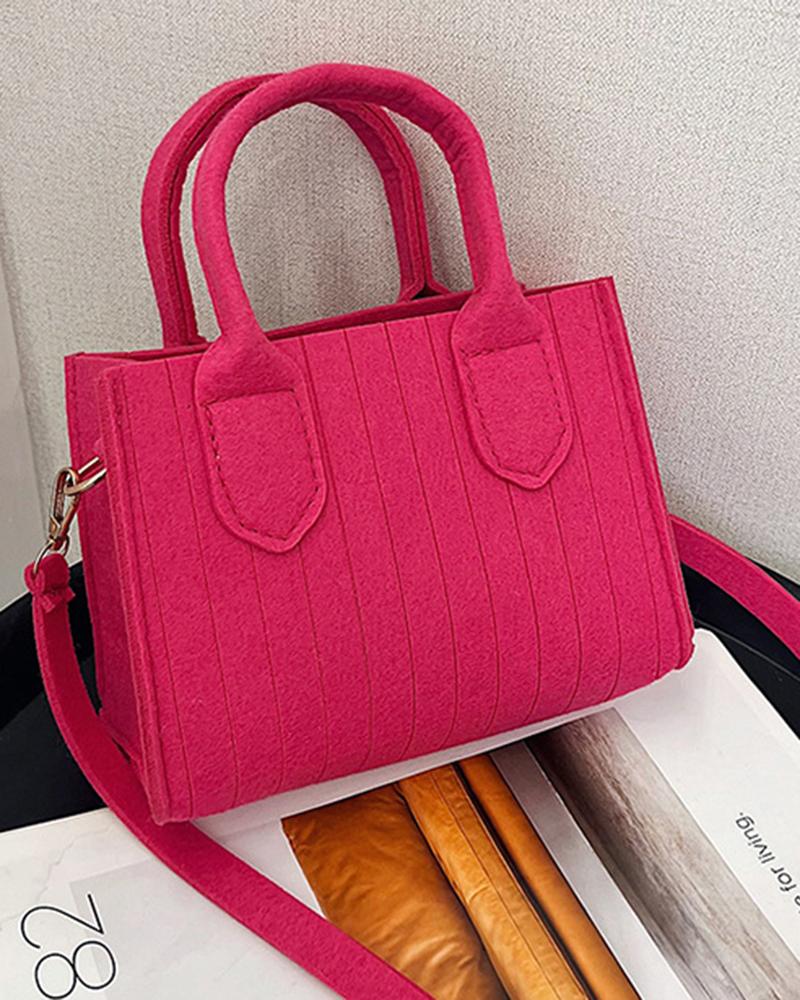 

Simple Trendy Felt Square Bag, Hot pink