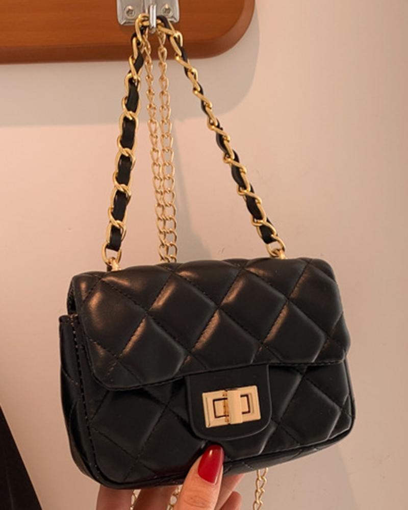 

Quilted Twist Lock Mini Crossbody Handbag, Black