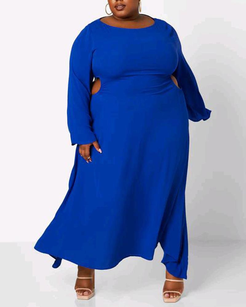 

Plus Size Long Sleeve Cutout Maxi Dress, Blue