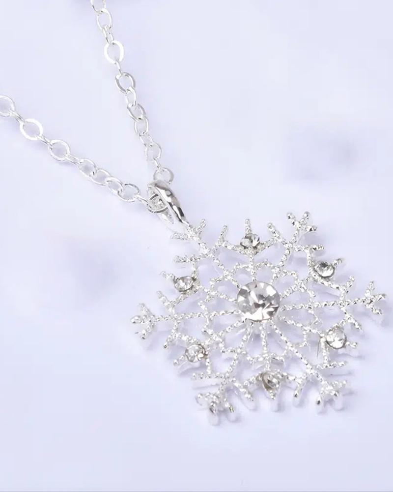 

1pc Christmas Snowflake Shaped Pendant Necklace, Silver