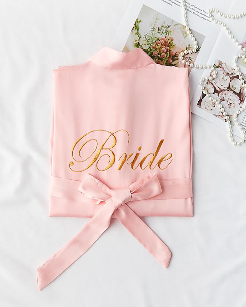 

Letter Print Wedding Robes For Bridesmaids, Pink