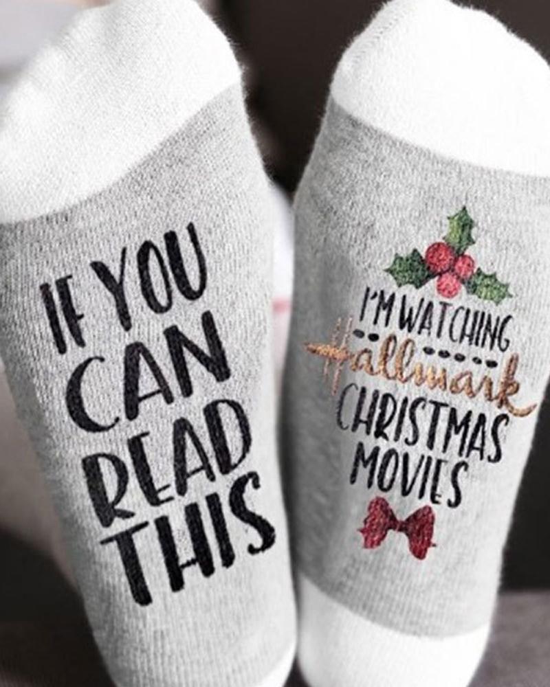 

1Pair Christmas Letter Print Socks, Style1