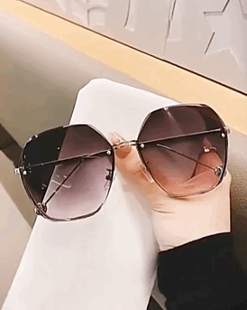 

Rimless Ombre Geometric Sunglasses, Style1