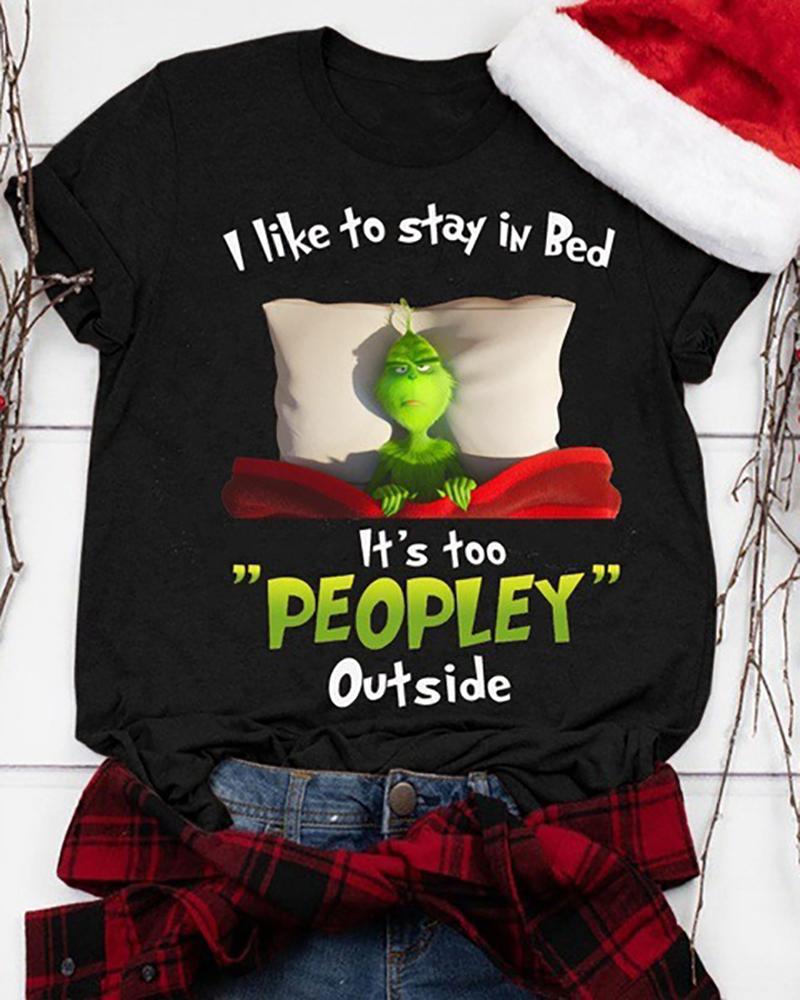 

Christmas Grinches Letter Print Short Sleeve T-shirt, Black