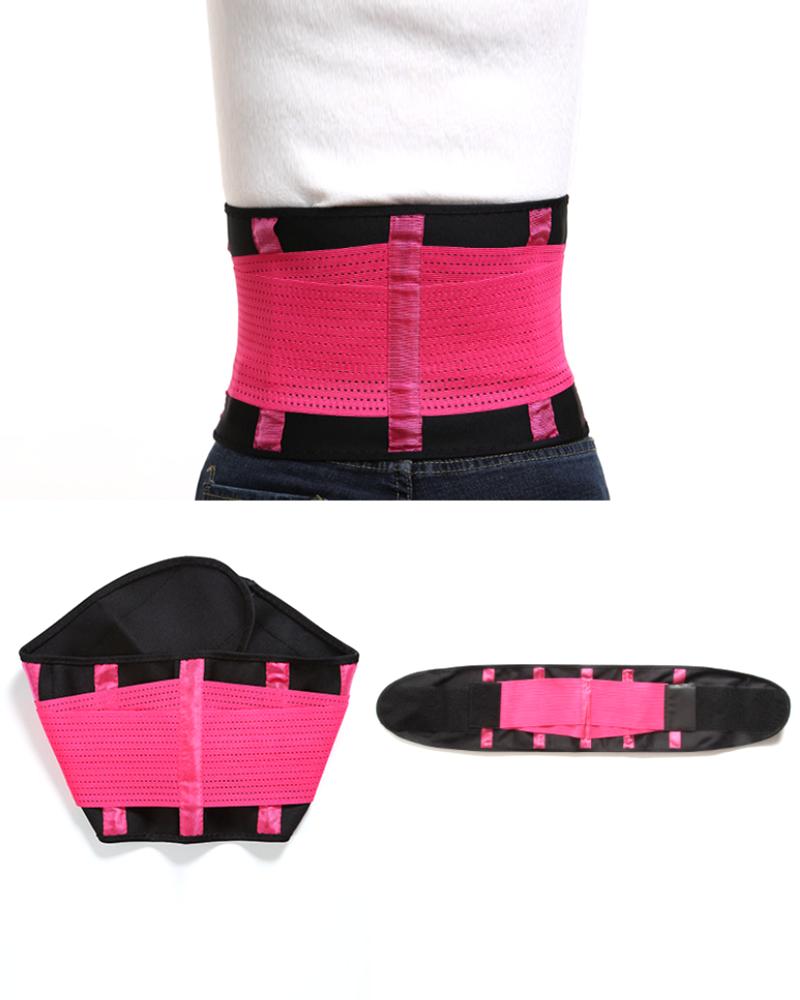 

Color Block Breathable Waist Trainer Velcro Corset Shapewear, Hot pink