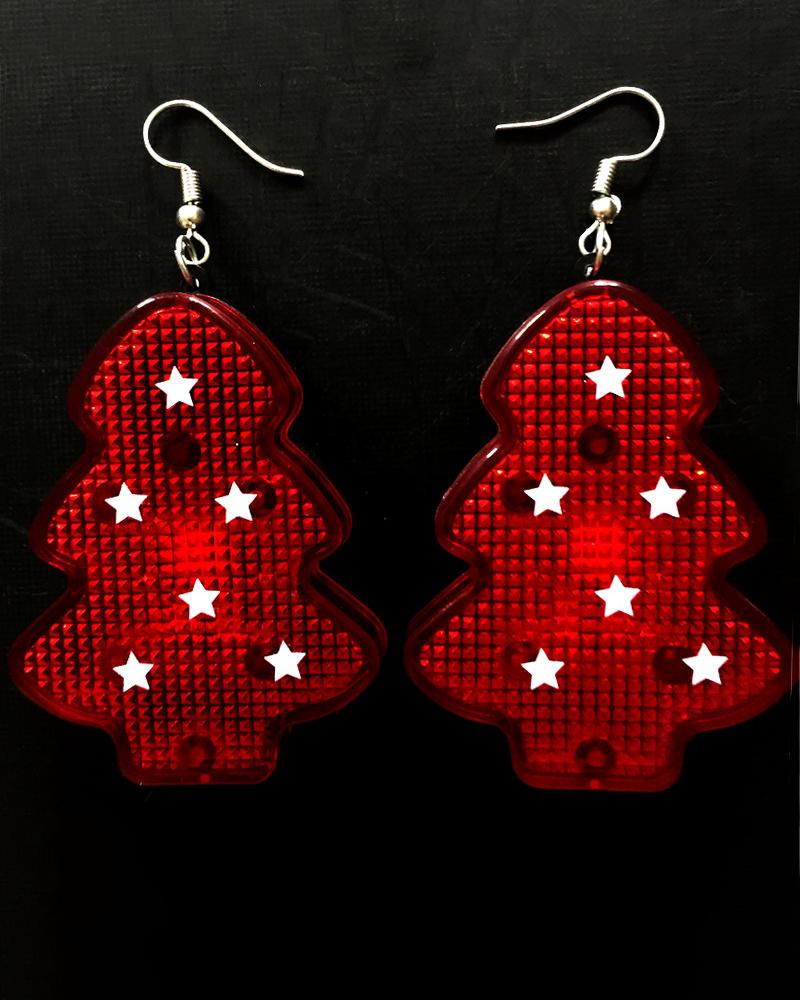 1Pair Christmas Tree Shaped LED Light Up Drop Earrings