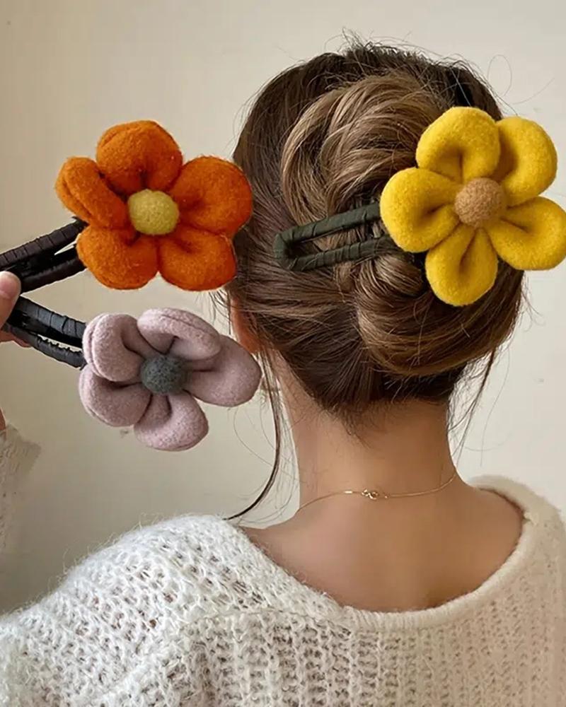 

Cute Flower Fabric Elegant Winter Fashion Jewelry Hair Clip, Yellow