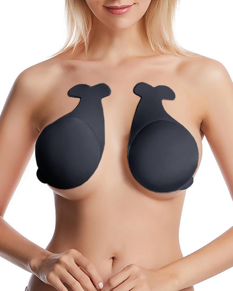 

Animal Shaped Invisible Cover Breast Petals Push Up Strapless Bra Pads, Black