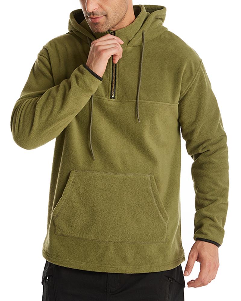 

Solid Long Sleeve Hooded Loose Sweatshirts, Green