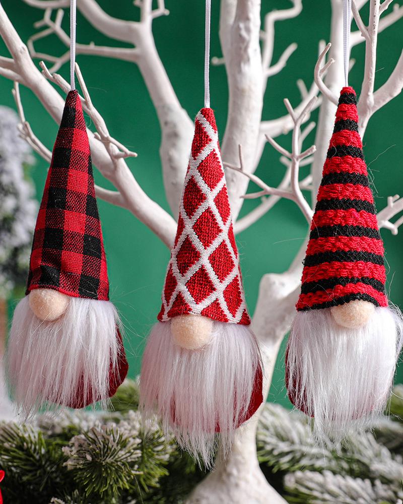 

3PCS Gnome Rudolph Doll Christmas Faceless Doll Home Party Desktop Ornaments, Red